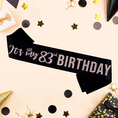 Image of My 83rd Birthday Sash Glitter Sash Decor,Happy 83rd Birthday Party Decorations for Women