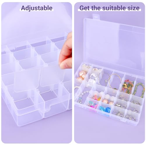Image of 36-Grid Bead Storage Containers, 2 Packs Clear Craft Organizers and Storage Box with Dividers for Small Accessories, Nail Art, Jewelry Gem, Beads, Tackle, Miniature Fittings