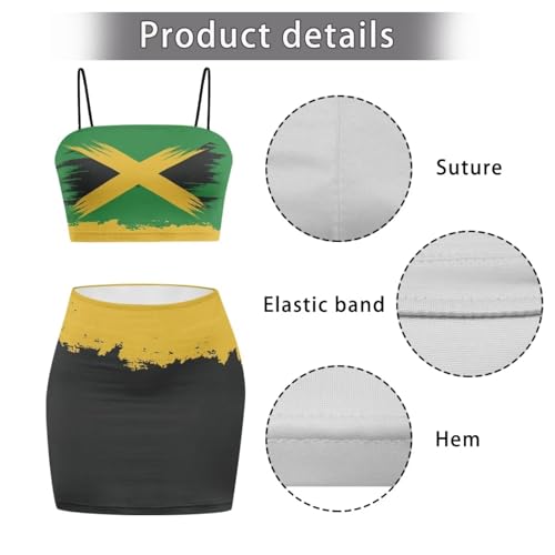 Image of Biyejit Women's 2 Piece Summer Outfits Spaghetti Strap Crop Tops and Bodycon Mini Skirt Dress Set Plus Size S-4XL