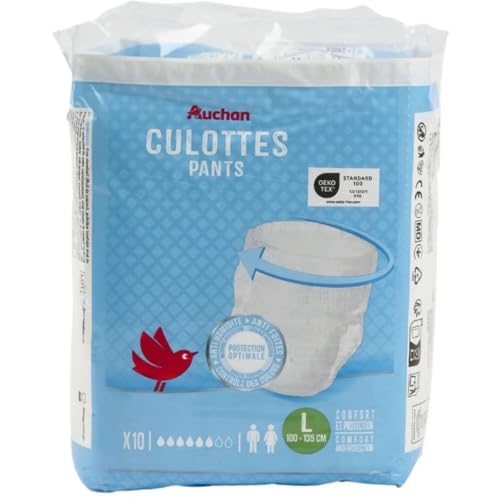 AUCHAN Culottes absorbantes mixte pour fuites urinaires taille L 10 culottes