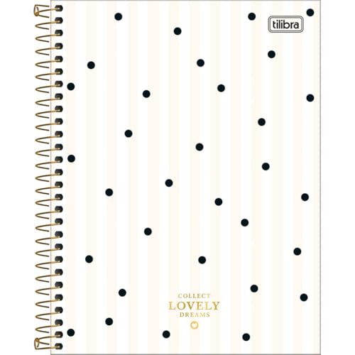 Tilibra - Caderno Espiral Capa Dura Colegial 10 Matérias West Village 160 Folhas - Listras com Poá P