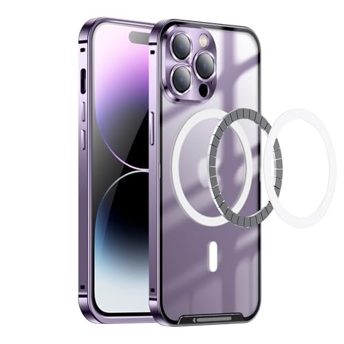 Coque iPhone 15 Plus violette à bords droits pour charge sans fil MagSafe active