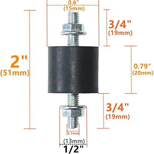 4피스 20 x 15mm 고무 마운트 고무 진동 아이솔레이터 마운트 충격 흡수 장치 M6 x 19mm 스터드 진동 아이솔레이터 포함 — 사진 2
