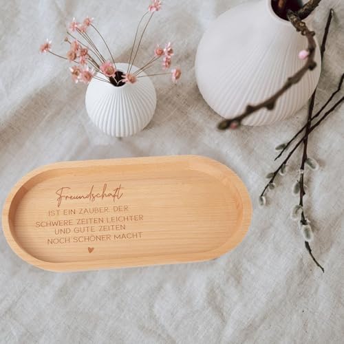 Beste Freundin persönliches Geschenk | Tablett mit Gravur Freundschaft | Geburtstag Weihnachten | Kleine Aufmerksamkeit | Holz Deko | Freundschaftsgeschenk