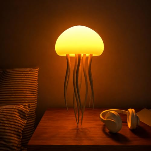 Image of Jellyfish Night Light, Rechargeable RGB Table Lamp with Warm Light & Color Changing Modes, USB Type-C Portable Bedside Lamp for Kids Bedroom, Home Decoration, Desk, Living Room & Gift