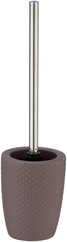 WENKO Punto Grey-Toilet Brush Holder, Ceramic, 11 x 11 x 41 cm