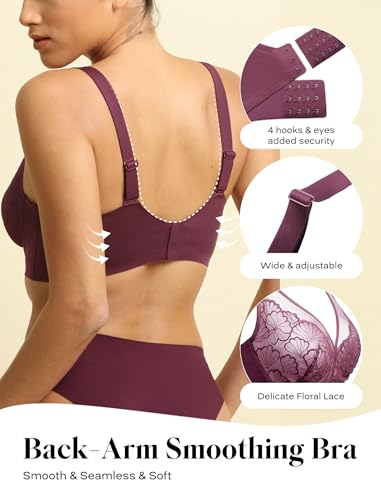 COMFELIE Soft Savage Lace Bralette Wireless Bra Comfort Push Up Bras Lace for Older Women Fig L — view 5