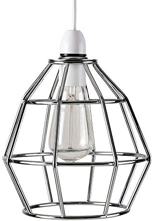 MiniSun Contemporary Polished Chrome Metal Basket Cage Designer Style Pendant Ceiling Light Shade