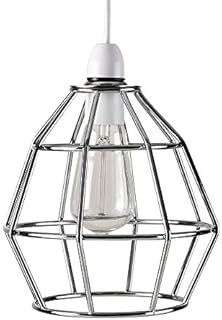 MiniSun Contemporary Polished Chrome Metal Basket Cage Designer Style Pendant Ceiling Light Shade