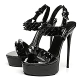  GIARO Miss Premium High-Heels für Damen - Elegante Stöckelschuhe - Damenschuhe mit hohem Absatz - verführerische Schuhe mit Stilettoabsatz - Pumps in Schwarz (Schwarz Glanz, Numeric_41)