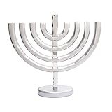 Judaica Modern Silver Anodized Aluminum Hanukkah Chanukah Menorah-Made in Israel by Yair Emanuel