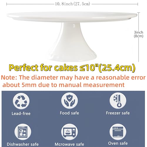 BPFY Ceramic White Cake Stand for Snacks and Cookies (Holds 10-Inch Cake), Round Cake Plate Stand for Wedding, Baby Shower, Birthday Party Decor by BPFY - Image 2