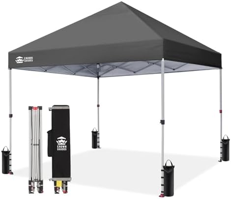 CROWN SHADES 10x10 Pop Up Canopy Tent with One Push Setup, Sky Blue image 58