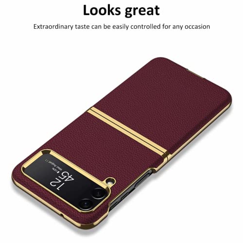 Capa para Samsung Galaxy Z Flip 4 5G, capa protetora de couro curvo galvanizado, capa Flip4 à prova
