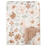 Jessica Simpson Manta de terciopelo de lujo con estampado de felpa para recién nacidos, bebés y niños pequeños (flor azul huevo de Robin)