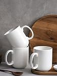 DOWAN 20 Oz Coffee Mugs with Large Handle, Ceramic Large White Mugs, Set of 6 White Coffee Mugs, Large Cup for Coffee, Tea, Hot Cocoa, Appreciation Father's Day Gifts, Dishwasher and Microwave Safe