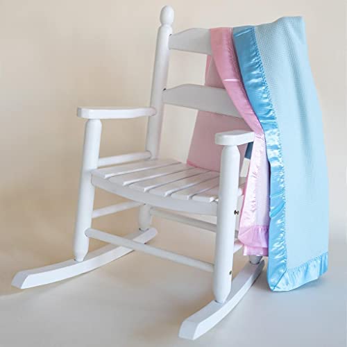 image for UniBabe Thermal Waffle Weave Baby Blanket with Satin Nylon Trim (Blue)