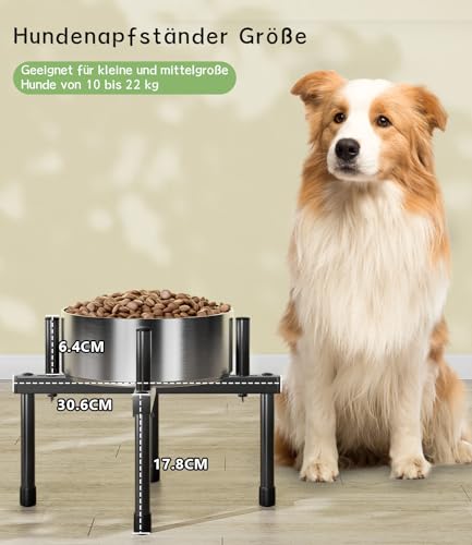 EKNITEY Erhöhter Verstellbarer Hundenapf Ständer - Metall Hunde Fressnapf Ständer für Mittelgroße & Kleine Hunde, Breitenverstellbar rutschfest Hundenapf Ständer, Schale Nicht enthalten