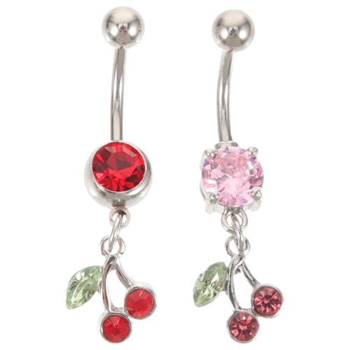 PACKOVE Dangling Belly Button Rings Cherry Belly Ring Belly Button Piercing Fruit belly rings belly Piercing Jewelry Belly Ring For Women