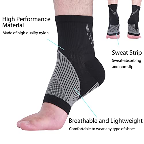 4 Pairs Compression Socks For Women & Men, Ankle Brace For Sprained Ankle, Arch Support Sleeve, Foot Brace Wrap, Arthritis Pain Achilles Tendonitis Planters Facetious Plantar Fasciitis Relief, L-Black #TOP3