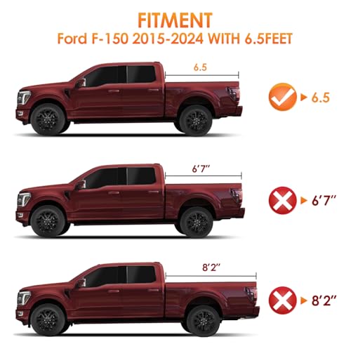 Image of Nilight Soft Tri-Fold Truck Bed Cover for Ford F150 2015-2026 6.5ft Bed