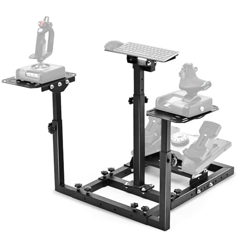 Dardoo Flugsimulator-Ständer passend für Thrustmaster Hotas Warthog, für Logitech G25 G27 G29 G920, verstellbarer Lenkradständer, Lenkrad Pedale Gashebel und Joystick nicht im Lieferumfang enthalten