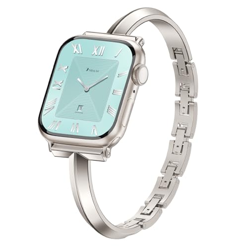 Image of Missair Thin Band Compatible with Apple Watch 38mm 40mm 41mm 42mm 44mm 45mm 46mm 49mm for Women, Slim Bracelet Designer Dressy Stainless Steel Metal Strap for iWatch Series 11 10 9 8 7 6 5 4 SE Ultra
