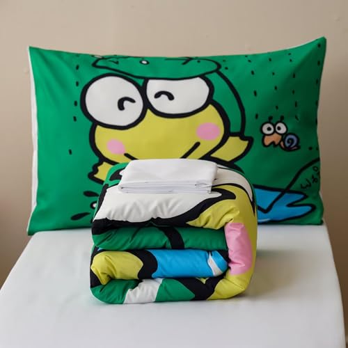 Image of CLOTHKNOW Frog Toddler Bedding Sets for Boys, 4 Pieces Bedding Sets, Cute Animal Cartoon Pattern, Soft Crib Bed Set Including Comforter, Flat Sheet, Fitted Sheet and Pillowcase