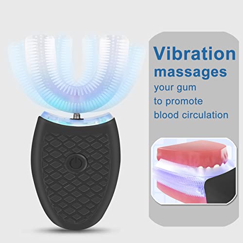 Ultrasonic Electric Toothbrush Adults, Automatic Toothbrush U Shaped Whole Mouth 360° Cleaning Teeth Whitening Hands Free Rechargeable Ipx7 Waterproof #TOP6