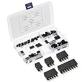 uxcell ピンヘッダー 2列 4P 6P 8P 10P 16P 2.54 mmピッチ ボックスパック付き プロトタイプ用 セットあたり80個