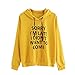 Produktbild TOPKEAL Langarm-Brief drucken Hoodie Pullover Damen Herbst Winter Kapuzenpullover Oneck Sweatshirt Winterpullover Jacke Mantel Mode Tops (XX-Large,Gelb)