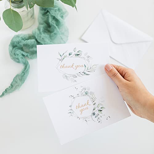 Eucalyptus Wedding Thank You Cards With Envelopes, Pack Of 48 Thank You Cards Bulk, 4X6, Blank Thank You Cards Business, Thank You Notes For Bridal Shower, Baby Shower, Engagement Party, Tarjetas De Matrimonio #TOP3