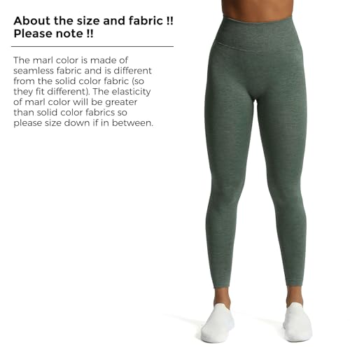 Image of Aoxjox High Waisted Workout Seamless V Glute Seam Leggings for Women Yoga Metamorph Pants 24 inch (Dark Forest Marl, Small)