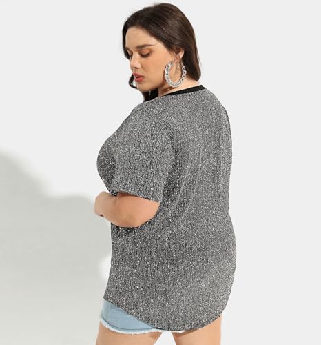 Image of RITERA Women Plus Size Tops Tie Dye V Neck Shirt Floral Camo Summer Short Sleeve Tunic Oversized Ladies Blouse XL-5XL