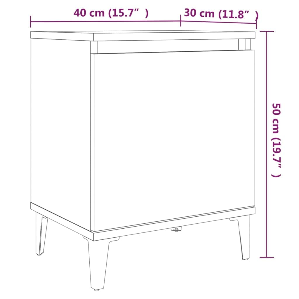 Comodino Piccolo Stretto,Comodino Strettocomodino Con Gambe In Metallo Rovere Fumo 40x30x50 Per Ufficio, Camera Da Letto, Soggiorno, Studio, Corridoio