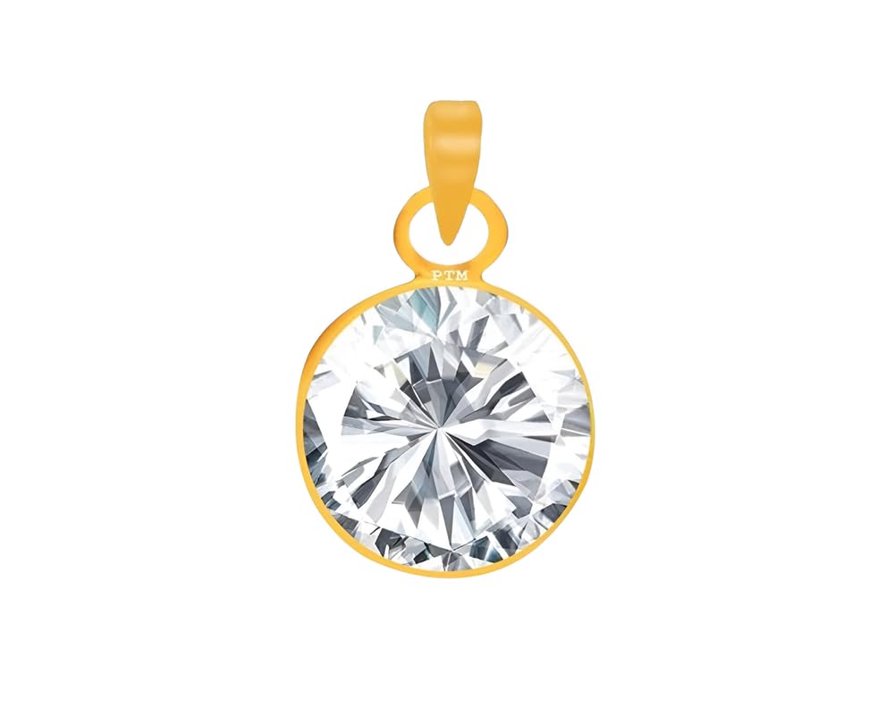ptm American Diamond/Zircon 3.25 Ratti to 10.25 Ratti or 3 Carat to 9.5 Carat Astrological Certified Gemstone Panchdhatu/5 Metals 22k Gold Plated Pendant for Men & Women -nfba3-picture-0
