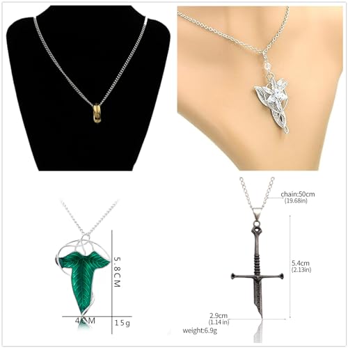 JinYu 4 Pcs Lord. Leaf Necklace Princess Chain Broken Sword Necklace for Men Women2