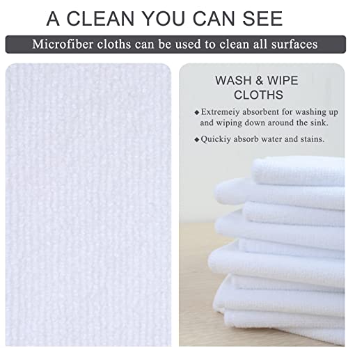 Sinland Microfiber Cleaning Cloth Dish Cloth Kitchen Streak Free Absorbent Dish Rags Lens Cloths 12Inchx12Inch 12 Pack White #TOP3