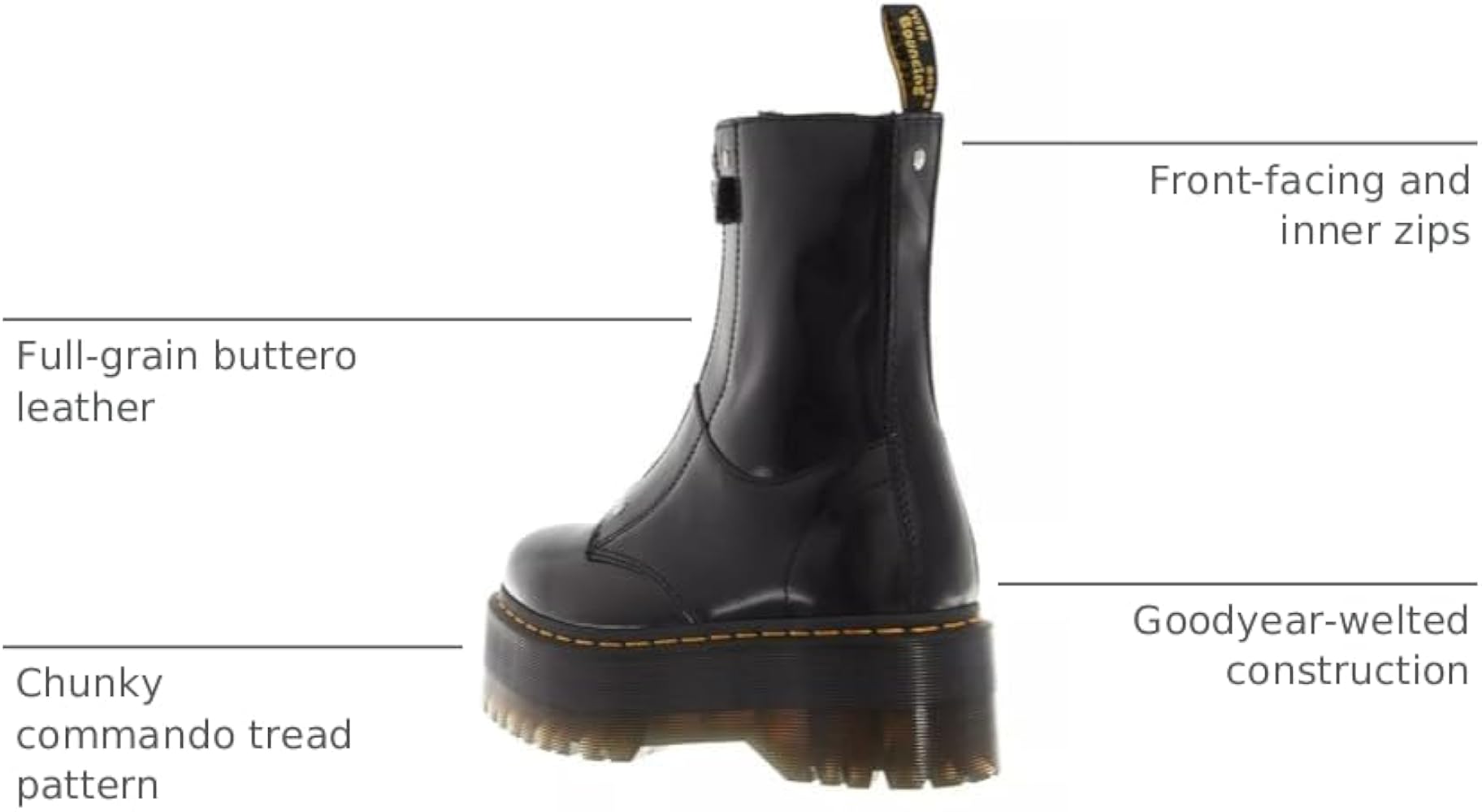 Amazon.com | Dr. Martens Jetta Hi Max Black, Black Buttero, 5 M