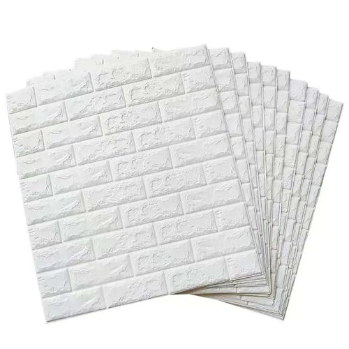 Textures 3D briques blanches et mousse imperméable en lot de 20 panneaux muraux - 2