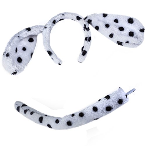 Funny Party Hats Dalmatian Ears - Dog Ears And Tail - 2 Pc Set - Ears And Tail Costume - Dalmatian Costume #TOP5