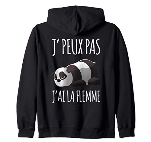 LUMOMIX - Sweat Femme Zippé avec Capuche Panda Humour J'Ai La Flemme Sweat à Capuche