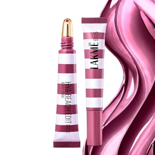Image of Lakme 9to5 Hya Beach Edit Lip Gloss Stain - 4 Berry Binge, Long Lasting Lip Tint, For Soft and Nourished Lips, with Linoleic Acid & Hyaluronic Acid, SPF 15, Non-Sticky and Lightweight, 10 ml
