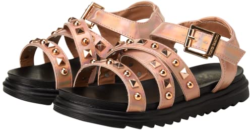 Vince Camuto Girls' Sandals - Open Toe Leatherette Platform Strappy Sandals (Size: 12.5-5), Size 3, Rose Gold #TOP1