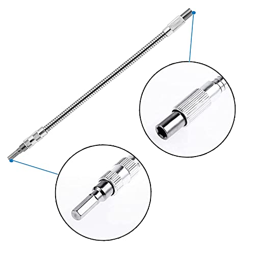 Flexible Drill Bit Extension, 1/4 Inch Cable Flexible Shaft Extension Bar Ratchet, Flexible Extension Drill Bit Holder For Screwdriver (11.8 Inch Length) #TOP3