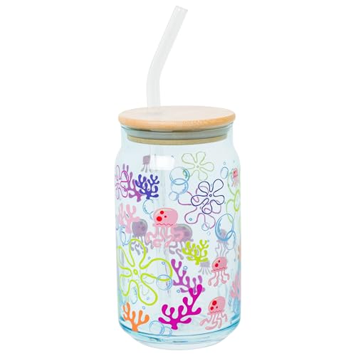 Image of Silver Buffalo Spongebob Squarepants Under the Sea, Glass Tumbler, 16oz