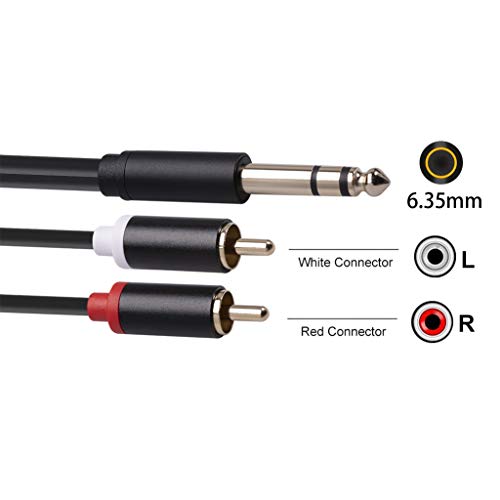 Cable adaptador de audio stereo 6.35mm macho a 2 macho 3 metros miniatura 2