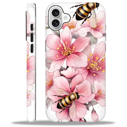 Compatible with iPhone 16 Case,Bees Collect Honey Pattern 2 in 1 Double Protection,Anti-Scratch Shockproof Case for iPhone 16
