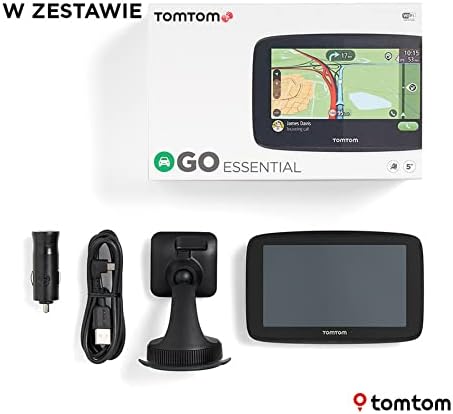 TomTom Urządzenie nawigacyjne GO Essential (5 cali, zapobieganie korkom dzięki TomTom ruch uliczny, aktualizacje map Europy, połączenia głośnomówiące, aktualizacje przez Wi-Fi)