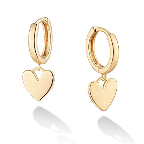 Gold Dainty Dangle Hoop Earrings for Women Small Huggie Hoop with Cubic Zirconia Cute Star Heart Butterfly 14K Gold Plated Earring Minimalist Jewelry